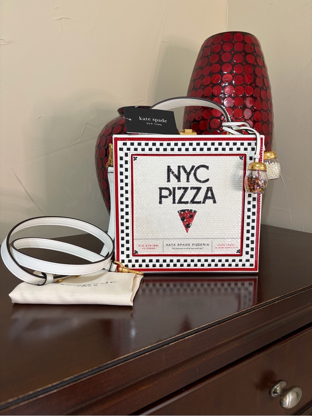 NWT Kate Spade Slice 3D Pizza Box Top Handle Crossbody Bag KB299 MSRP $498